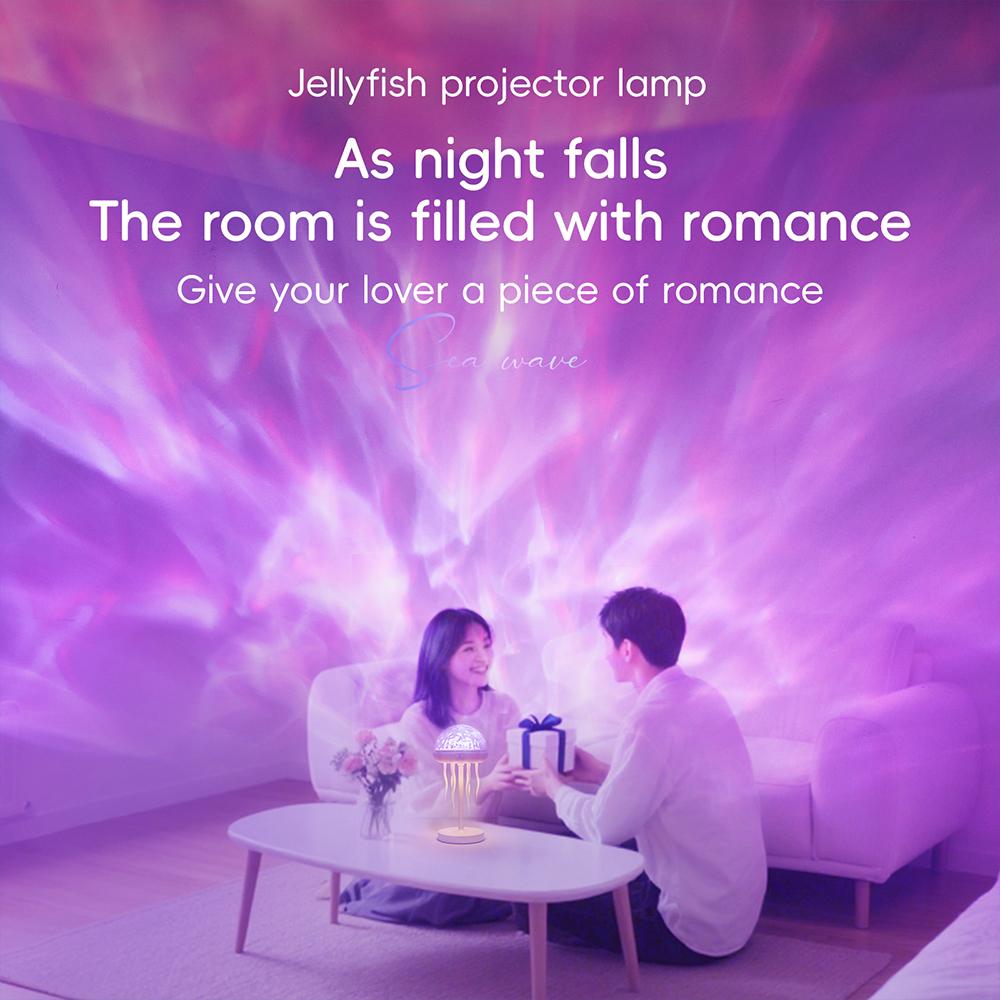 Projection Jellyfish Night Light Adjustable RGB Multiple Colors Jellyfish Table Lamp Ocean Ambient Lighting For Bedroom Decor