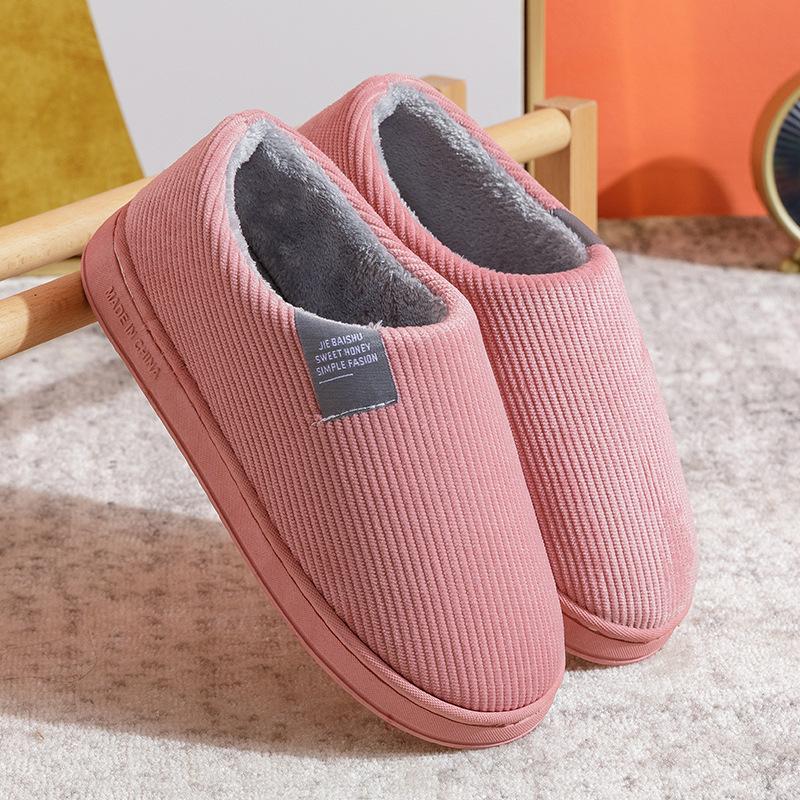 Bag heel cotton slippers women's autumn and winter couple indoor household thick-soled warm home non-slip plush confinement shoes men