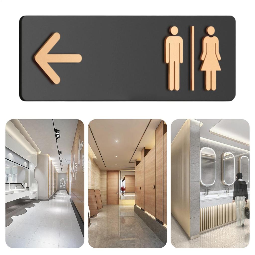Bathroom Signs for Business Acrylic Restroom Directional Sign Adhesive Toilet Signage for Business Home Office Restaurant
