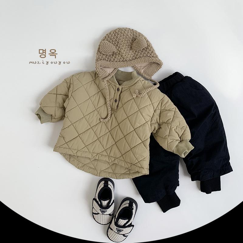 Korean Style Unisex Kids Padded Warm Wide Leg Winter Casual Pants