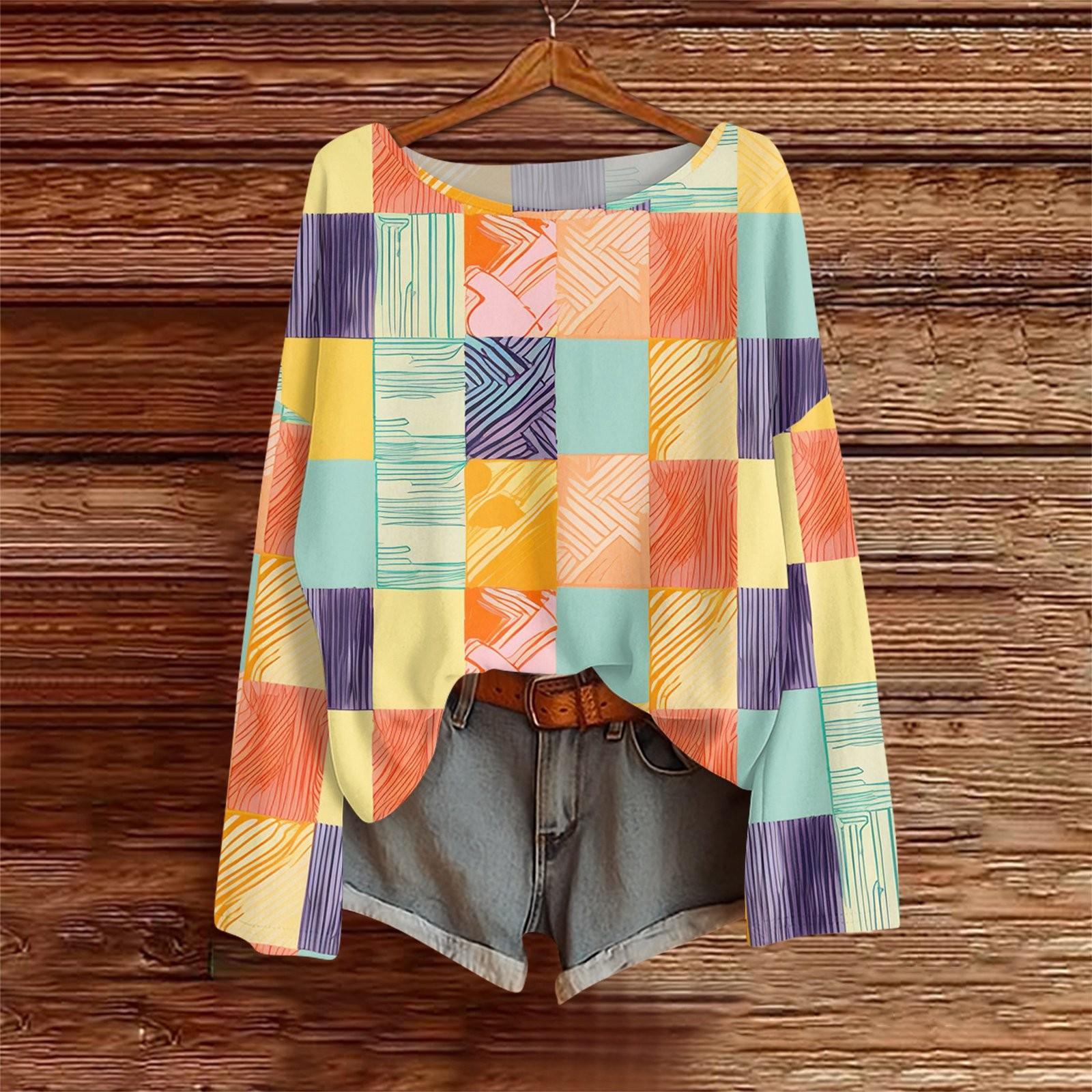 

Рубашки с длинным рукавом для женщин, футболки с принтом, блузки, повседневные базовые топы больших размеров, пуловеры XL жёлтый