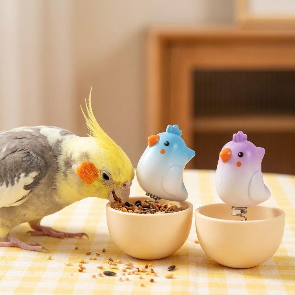 Practical Bite Resistant Bird Food Bowl Anti Spill Cartoon Shape Pet Feeding Cup Large Capacity Bird Food Dispenser Pet Feeding