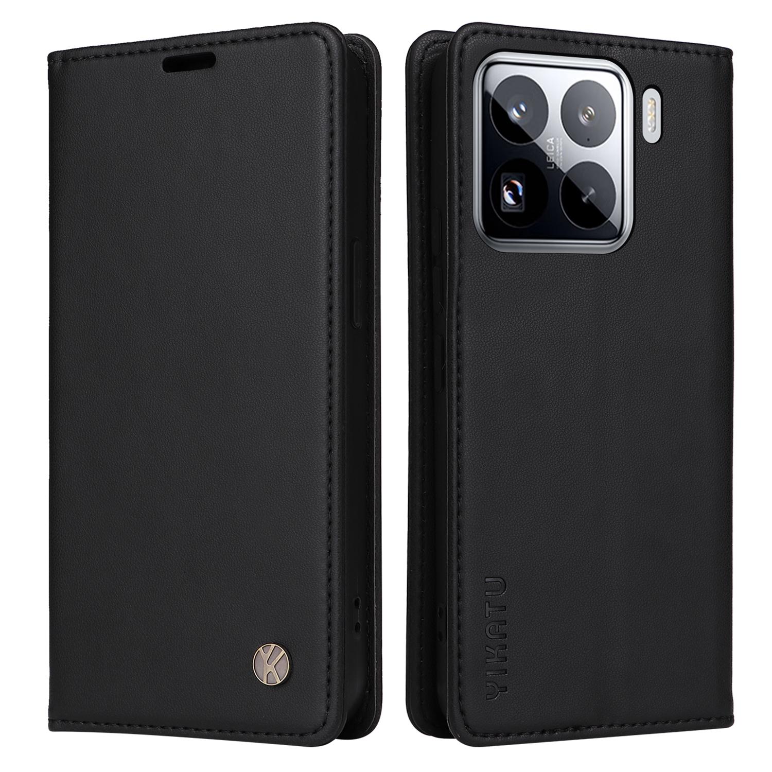 

YIKATU YK-001 For Xiaomi 15 Pro Case Stand Leather Phone Cover Strong Magnetic Closure Black