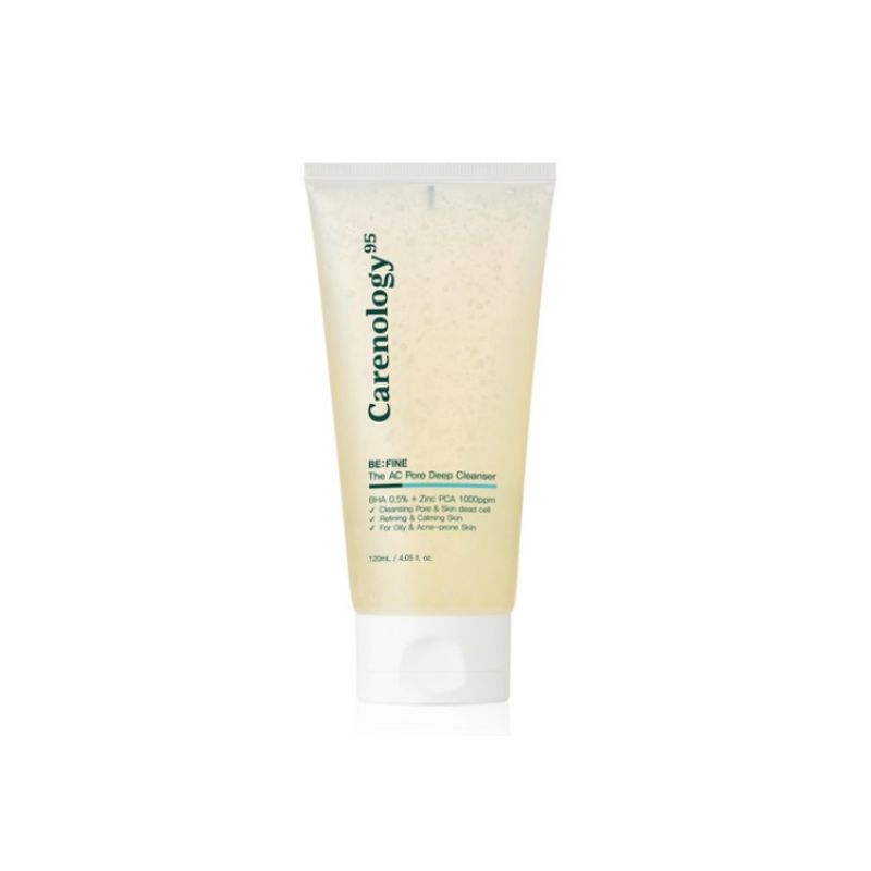 CARENOLOGY95  BE:FINE The AC Pore Deep Cleanser (120ml) - Mild Acidic Gel Cleanser for Oily & Trouble-Prone Skin