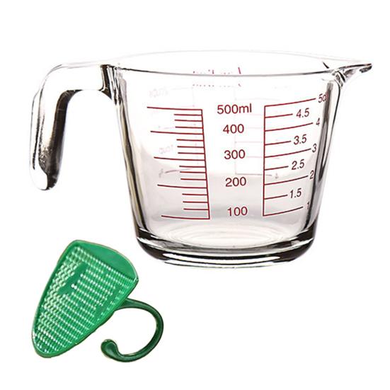 Glass Measuring Cup 500/1000ml Heat-Resistant Measuring Jug with Spout & Markings Kitchen Measuring Tools