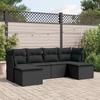 Vidaxl 6-Cz. Set di Mobili da Giardino con Cuscini, Polyrattan Nero
