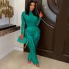 European and American Women's Tassel Lace Jumpsuit Set - Solid Color Sportswear, Autumn/Winter 