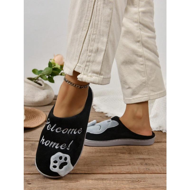 Home Slippers, New Cartoon Fluffy Slippers, Comfortable and Warm  Soft Plush Shoes, Solid Color Indoor Floor Slippers