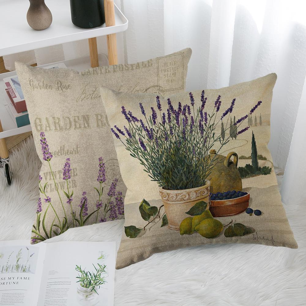 Home Decor Lavender Artistic Pattern Cushion Covers Pattern Cushion Cover Suitable For Sofa Bedroom Car Pillow Cover