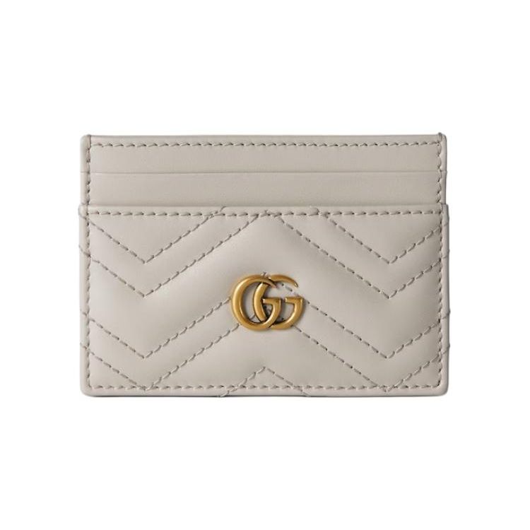 Gucci GG Marmont Gold Logo Leather Card Holder Women Accessories Light-Beige 443127-DTDHT-1712 Basic Set (Bag+Dust Bag)