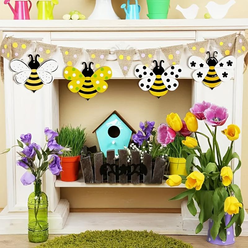 10pcs Bee-Shaped Wooden Cutouts - 2D Flat Wall Art & Craft Supplies for DIY Painting,Decorations for Holidays, Weddings, Parties
