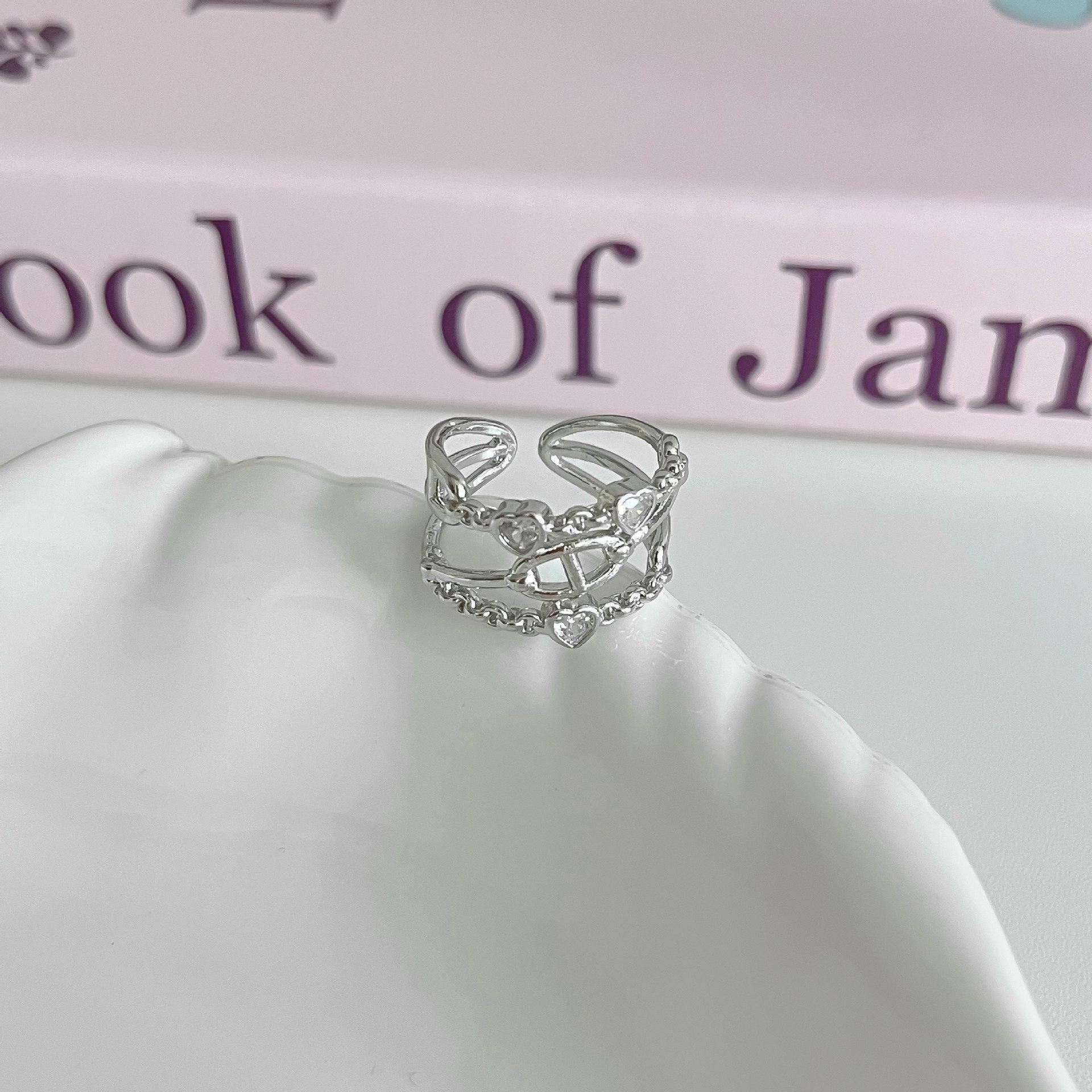 

Европейская и американская мода Открытое регулируемое кольцо на палец с цепочкой в виде свиного пятачка с цирконием в форме сердца для женщин