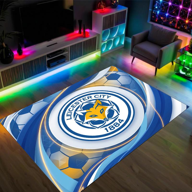 Leicester City Football Design Crystal Velvet Carpet Cozy Non?Slip Printed Rug For Bedroom Living Room Entrance
