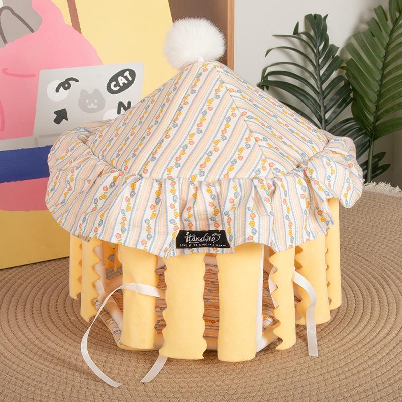 

Fringe Tent Hamster Hideout Portable Rabbit Chinchilla Guinea Pig Shelter Soft Cotton Pet House for Small Animals L
