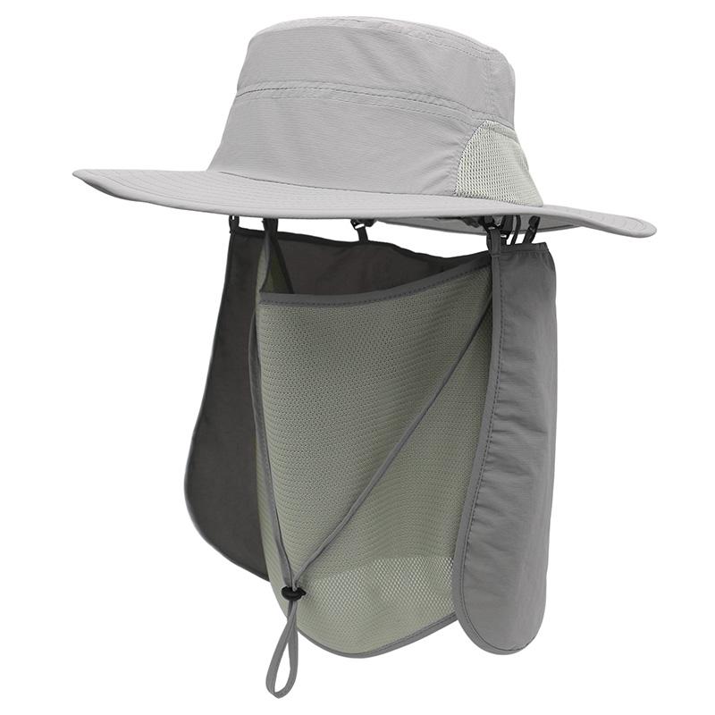 

Многофункциональная шляпа от солнца, водонепроницаемая, легкая, UPF50 +, рыбацкая шляпа с тканевым воротником, унисекс для рыбалки, уличная шляпа с широкими полями 55-60cm