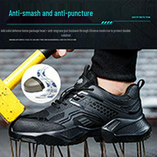 Herren Atmungsaktive Stahlkappen-Arbeitsschuhe - Leicht, Geruchsresistent, Durchtrittsicher, Durchstoßfest, Abriebfestes Fly-Knit-Design.
