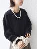 Ships for Women Web Hand Dolman Sweatshirt with Necklace One Size Sweatshirt, Exclusive, Washable, Pearl-Embellished Charm, Women's, Black, 312060156,