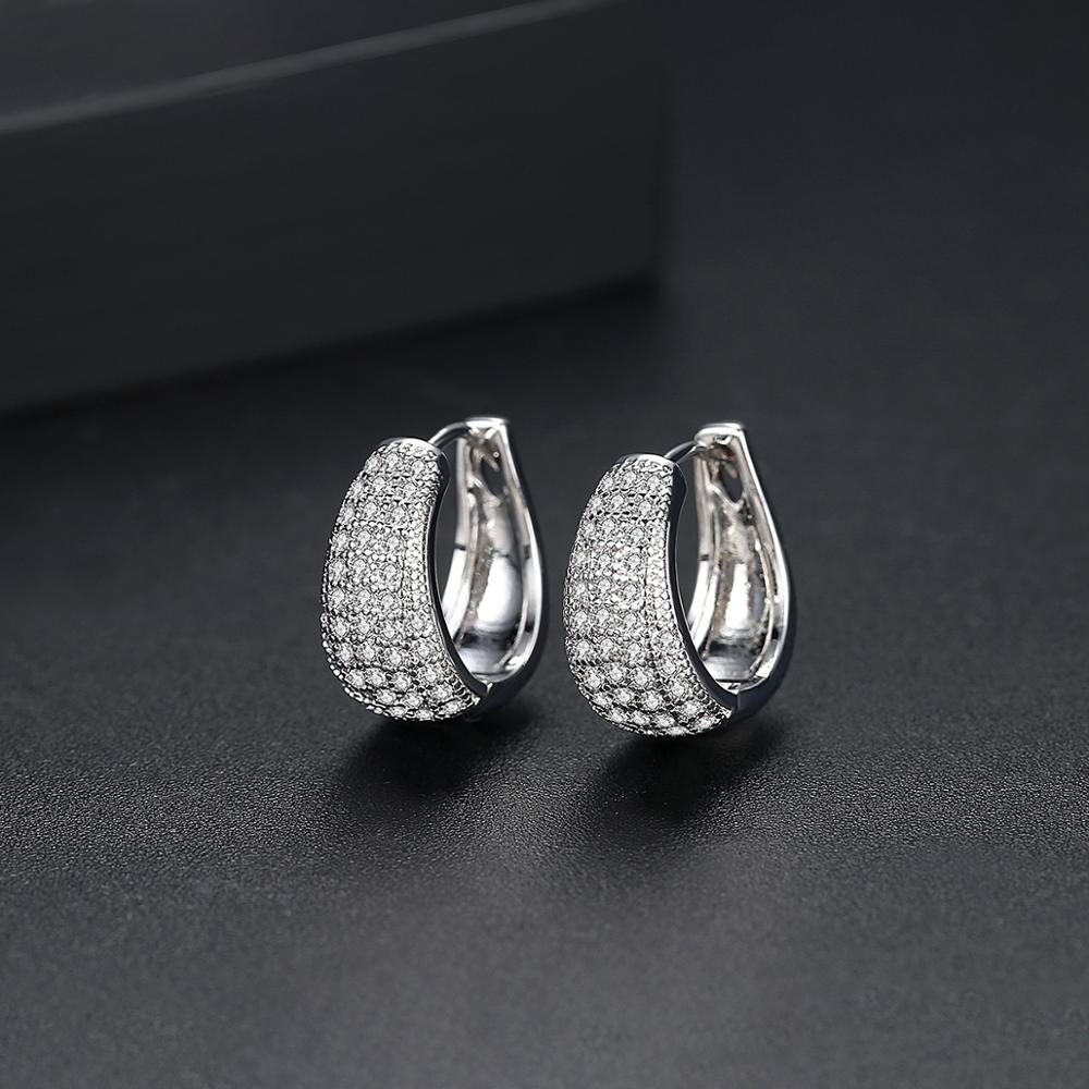 LUOTEEMI Charm Gold Plated Huugie Earrings for Women a AA Cubic Zirconia Huggie Girls Ear Rings