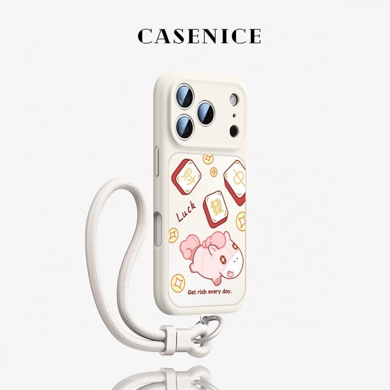Liquid Silicone Phone Case IPhone 17 Pro Max Full Coverage Drop Protection With Lanyard Strap Slim Fit Women