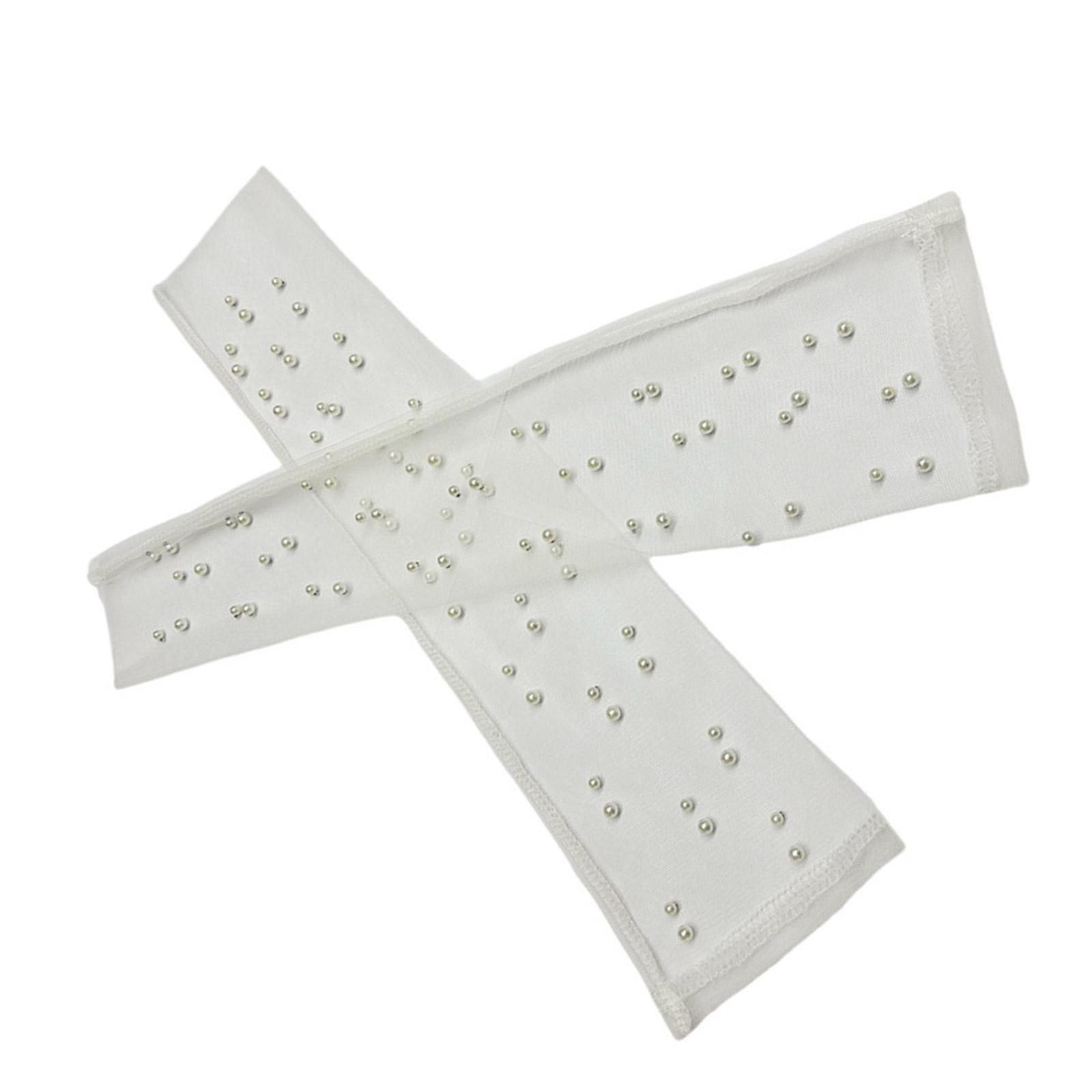 

Novelty Lovely Gloves Studded Pearls Mittens White Lace Gloves Women with Pearls for Bridal Parties and Elegant Event 1 білий
