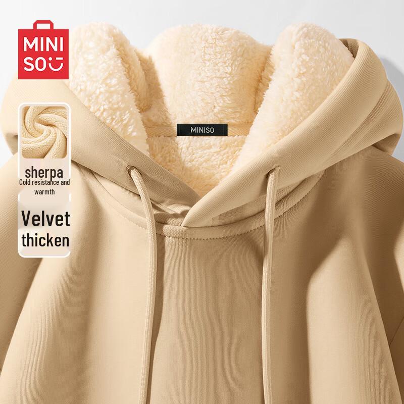 Miniso Men's Plush Lined Winter Pullover Sweatshirt