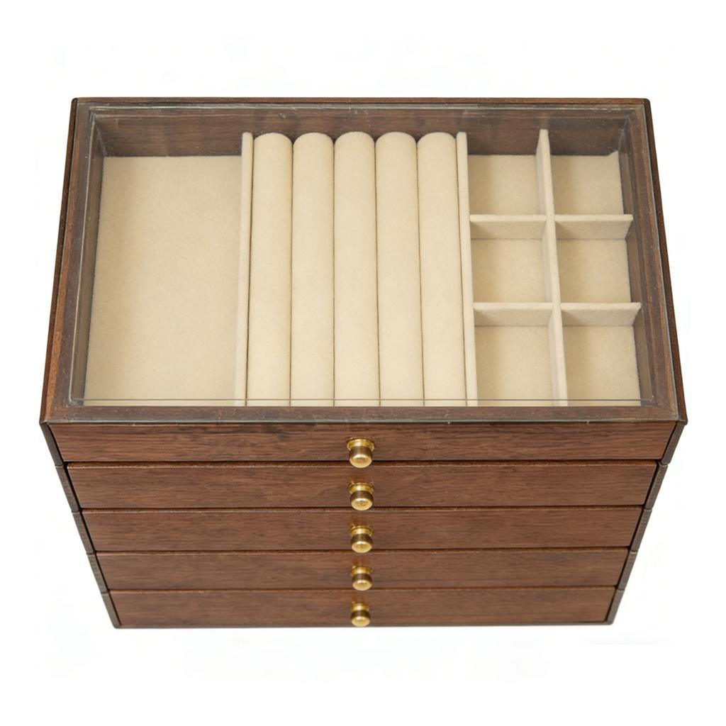 Jewelry Storage Box Minimalist Wood Lining Large Capacity Jewelry Box for Rings Necklaces Earrings