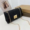 Embroidered lock small square bag lis women's shoulder bag women's diamond chain bag