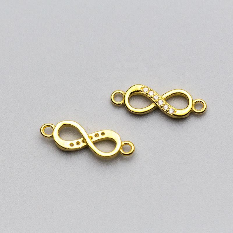 New Fashion 925 Sterling Silver Gold Plated 8-Shaped Number Zircon Charms for Jewelry Making Connector