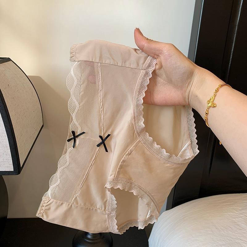 Women's Summer Ice Silk Light Breathable Pure Color Simple Seamless Midwaist Pure Cotton Crotch Briefs Underwear