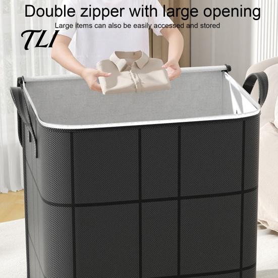 Home Storage Bags for Toys Moving Bin with Reinforced Handles And Zipper, Extra Large Capacity Supplies Linens Non-woven Fabric Organizer, Foldable
