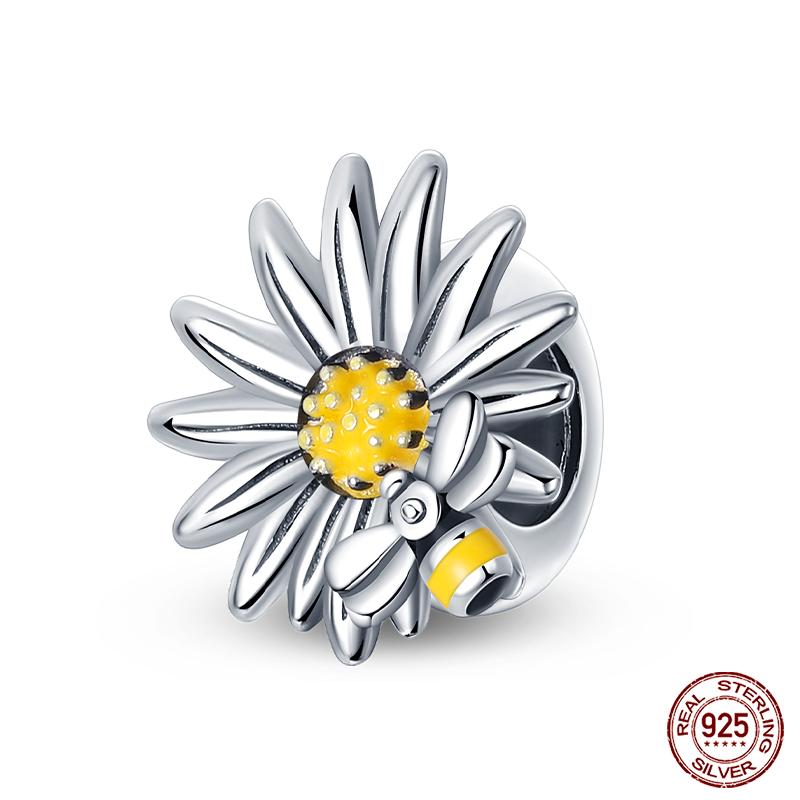 Copper Fashion Golden Sunflowers Heart Charms Beads Fit Qikaola Original Bracelets Luxury Party Diy Jewelry