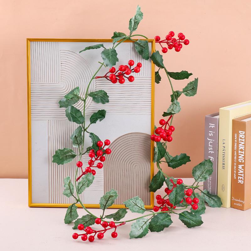 Christmas Decorative Faux Vine With Red Fruit For Holiday Home Decor