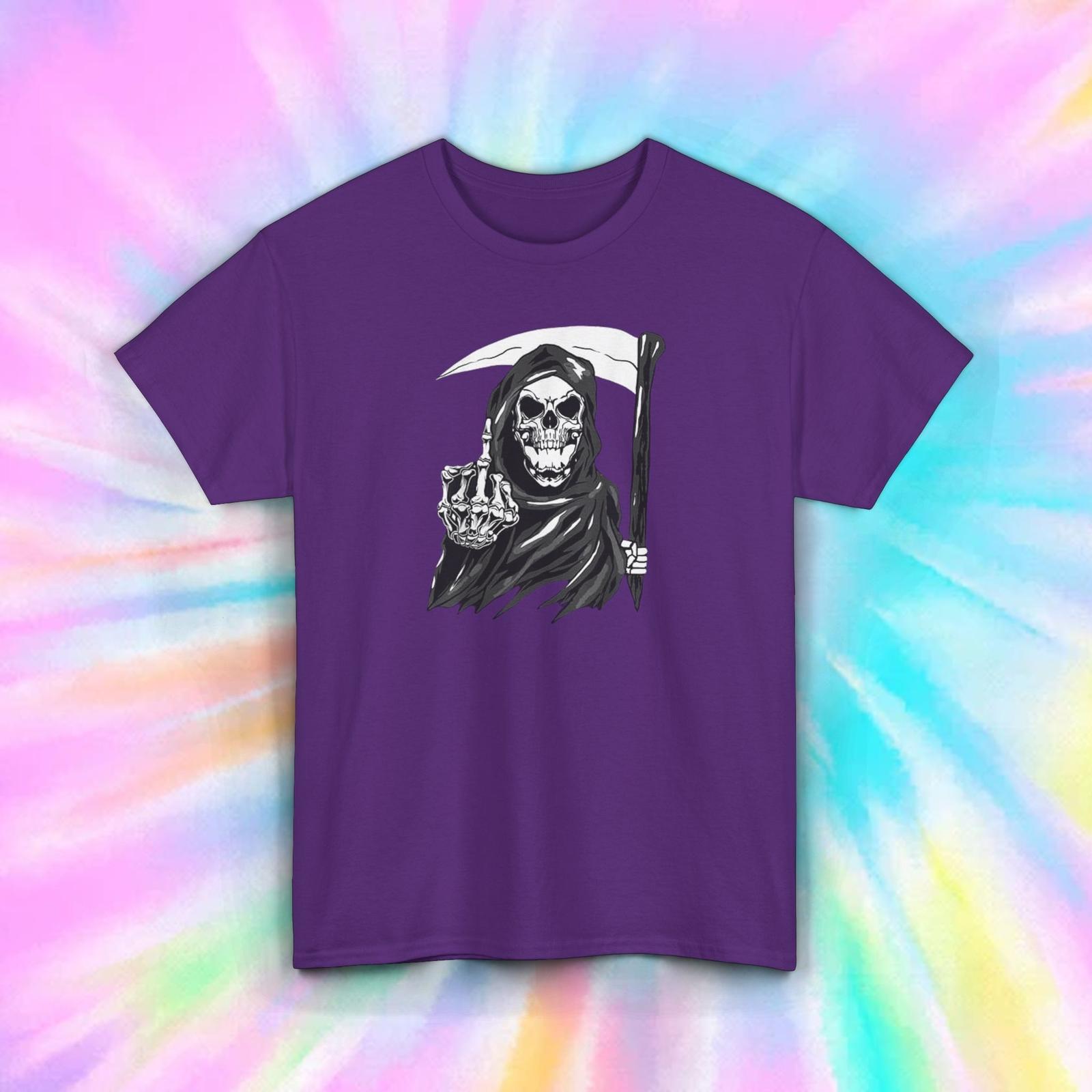 Grim Reaper Shirt Funny Skeleton Middle Finger Halloween Gift Tee S-5XL S разноцветный