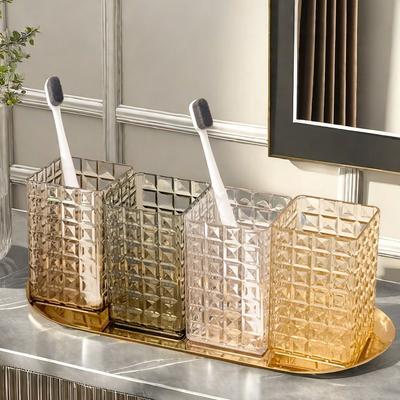 Zahnbürstenhalter Quadratisch Transparenter Kunststoff Zahnbürstenbecher Badezimmerzubehör Wasserbecher Tragbarer Mundspülbecher