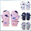 Spritzwasserfeste Fäustlinge Kinderhandschuhe Winddicht Kinder Winter Warm Schneehandschuhe Bedrucktes Walmuster Verdicken Thermofäustlinge