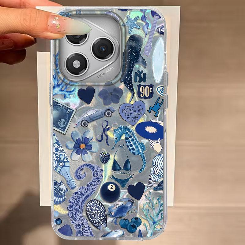 For Honor 200 400 Lite 400 200 Pro X9b Magic 7 6 Lite X9c X9a X9b X8b X7c Phone Cover Cute Blue Heart Starfish For Honor 400 Bag