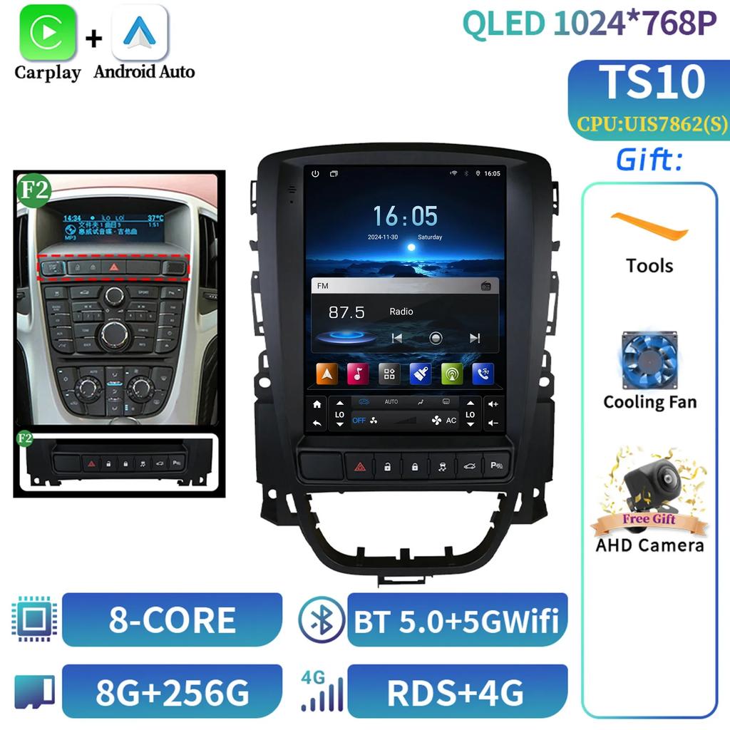 9,7 Zoll Autoradio Android 14 Für Opel Astra Buick Verano 2009-2015 Multimedia Navigation Kabelloses CarPlay Headunit Touchscreen