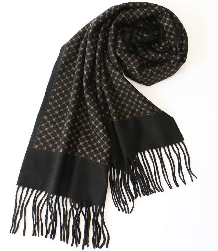 

Чистый кашемировый шарф в горошек из кашемира, теплый шарф-шаль на осень и зиму 180 чёрный