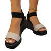 Farben Lässige Sandalen Damen 2024 Übergröße Damenschuhe Rom Damen Sandalen Gemischt Elastisches Band Hohe Keilabsätze Plateauschuhe Damen