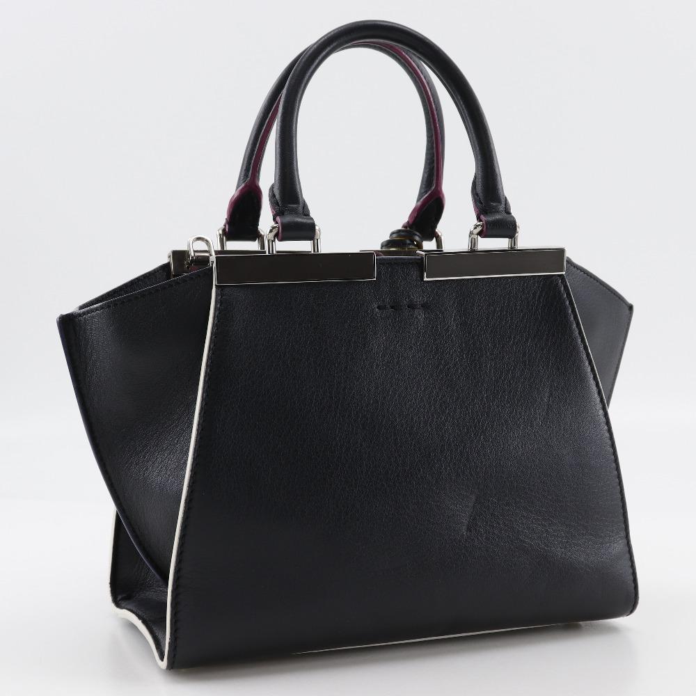 Fendi Petite Troisur Handtasche 8BH333 2WEGE-Schultertasche schwarzes Leder Damen Gebraucht