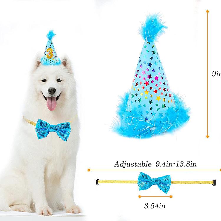 Cute Pink Blue Pet Birthday Woof Balloon Banner Hats Saliva Towels Cake Bow Tie Sets Dog Birthday Party Decorations