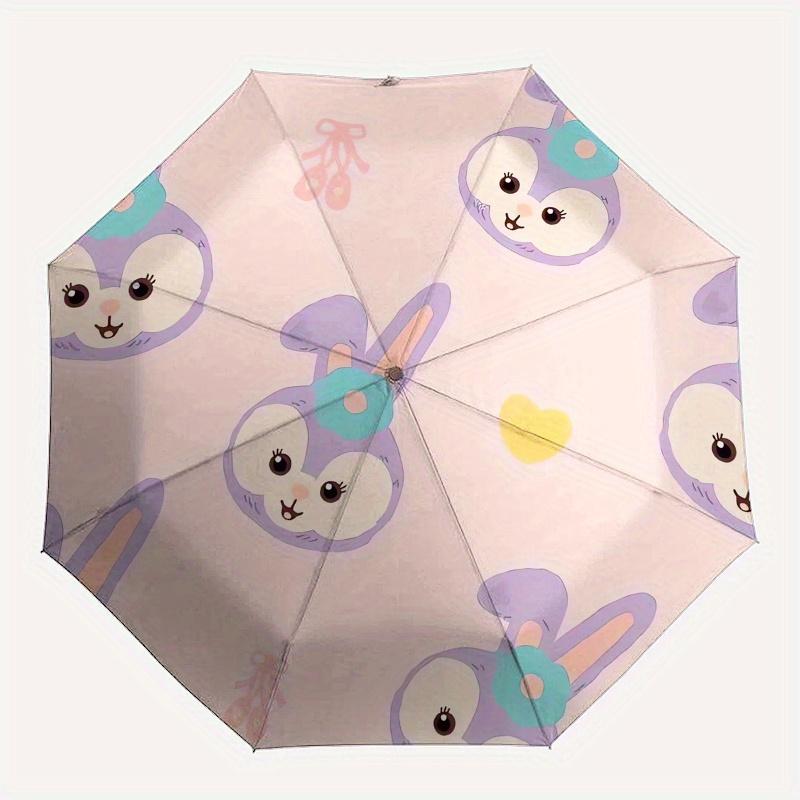 Disney Bunny,Pastel,Cute Manual Opening and Closing Umbrella, 8-Rib Reinforced Folding Design, Lightweight