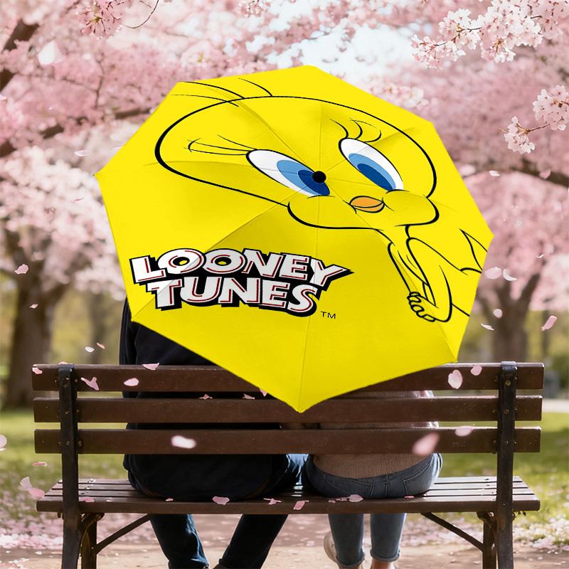 1PC Looney Tunes Tweety Bird Umbrella-8-Rib Reinforced, Automatic Open, Lightweight & Durable, Cute Fashion Accessory for Outdoor, D2663