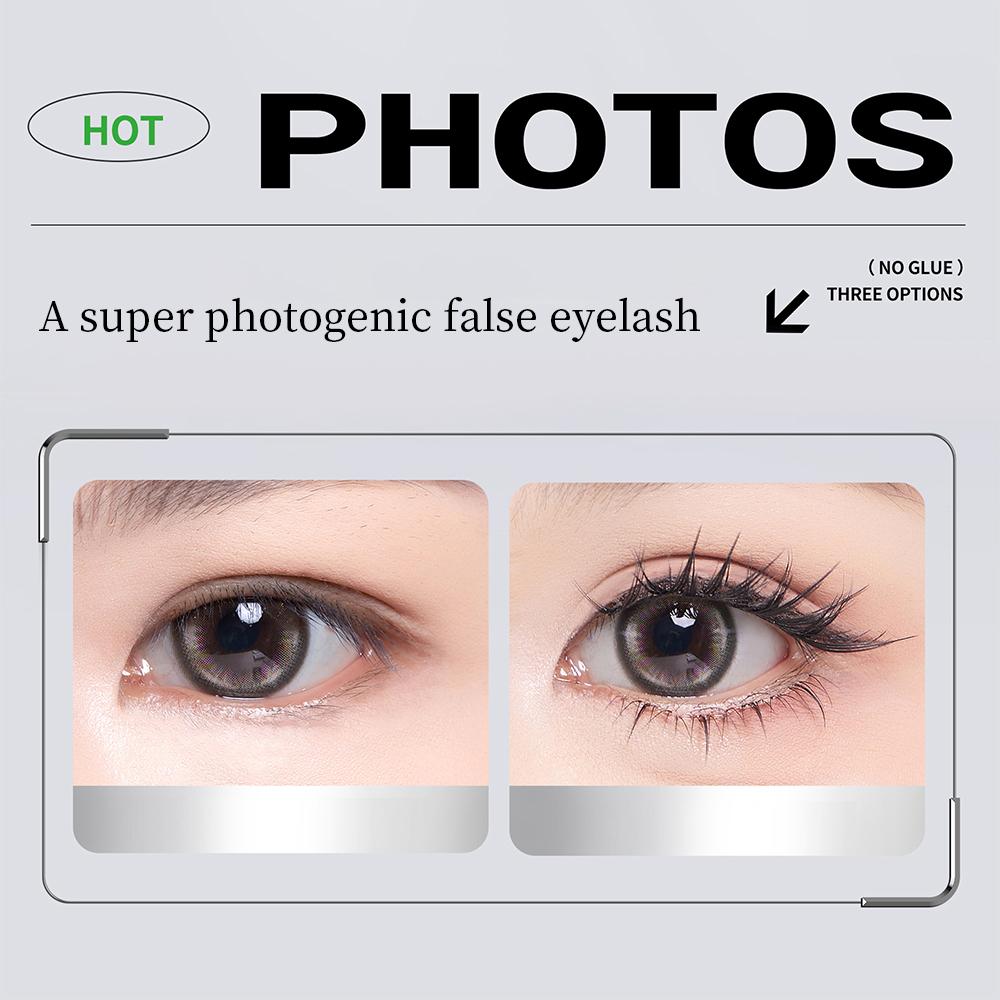 BQI Wimpern im Katzen-Stil ohne Kleber, natürliche, selbstklebende Wimpern, wiederverwendbare Wimpern, 10–15 mm, segmentierte Wimpern mit großer Kapazität