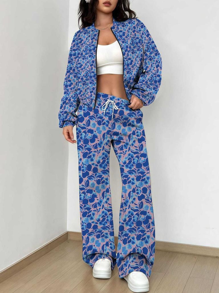 1116 New Popular Autumn and Winter New European and American Women's Clothing Flower Printing Suit Women