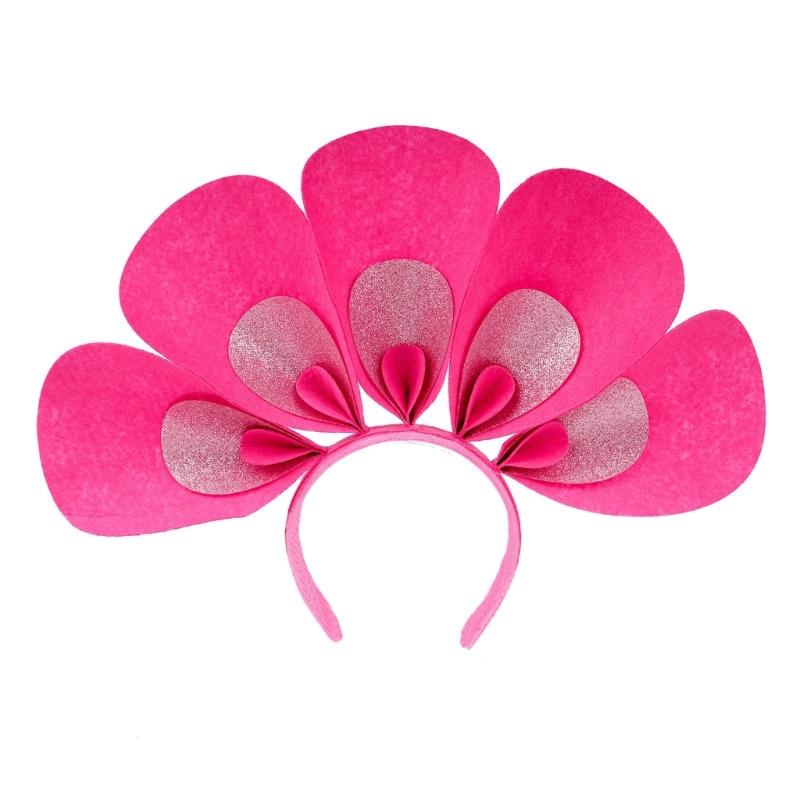 Mardi Gras Headband Petal Glitter Flapper Headpiece for Masquerade Party Oversized Petal Elastic Headband 1