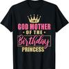IZI POD Madrinha da Princesa do Aniversário Camiseta para Festa de Meninas - Preta, Pequena
