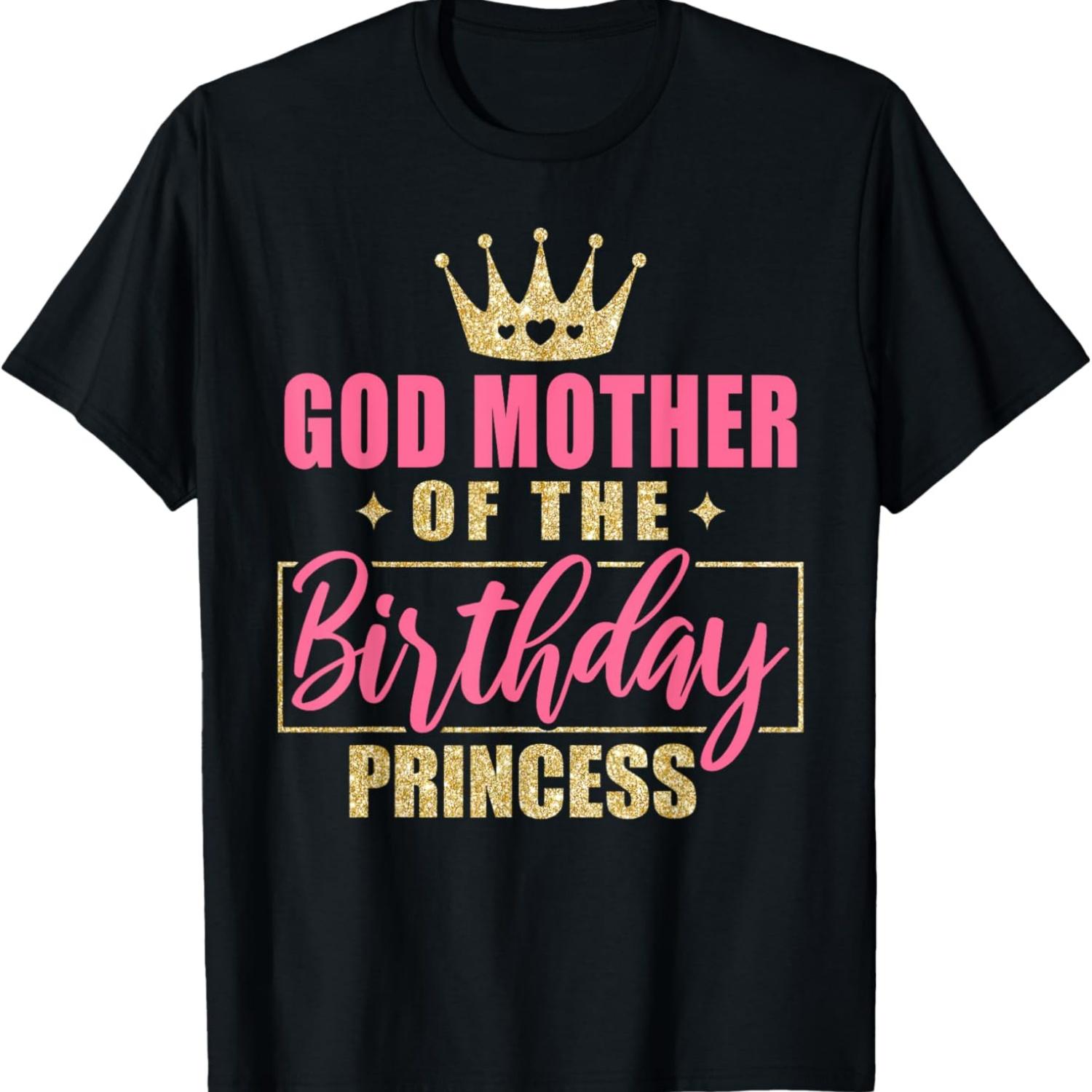 

IZI POD Godmother Of The Birthday Princess Girls Party T-Shirt - Black, Small S чёрный