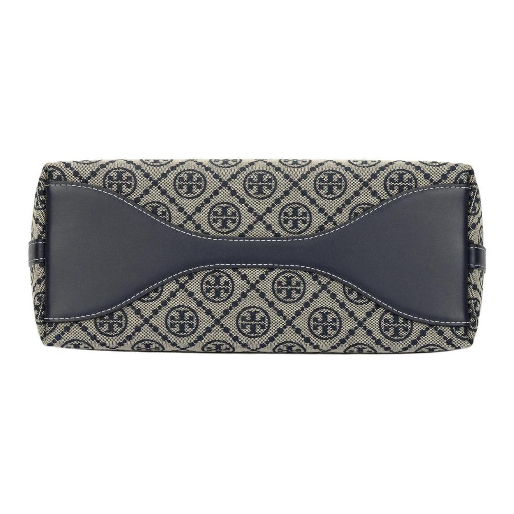 TORY BURCH T Monogram Classic Jacquard Leather Edge Fabric Handbag For Women Blue