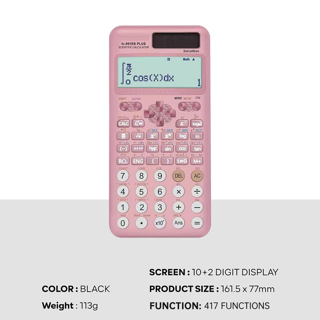 Acogedor Scientific Calculator with 417 Digit Natural Dual Power and Advanced Math Tools for Students and Engineers Functions, 10+2 Display, Solar,